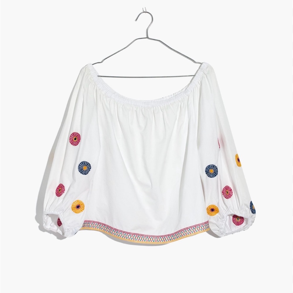 Madewell Embroidered Floral Off-Shoulder Blouse